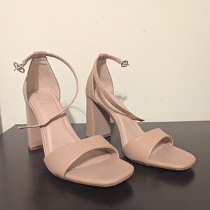 A New Day- Elegant Tan Block Heel Sandals